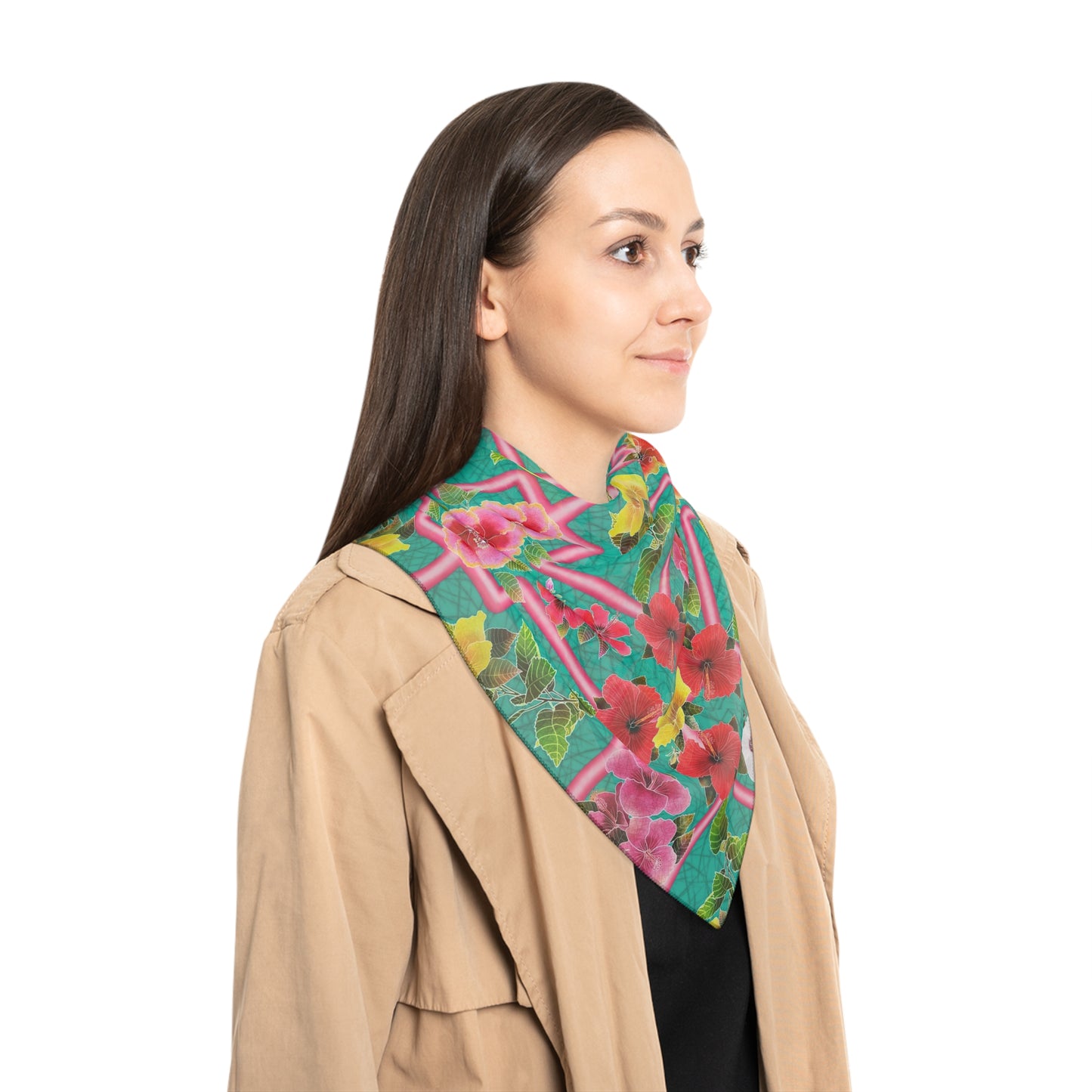 Formal Hibiscus Garden Poly Scarf