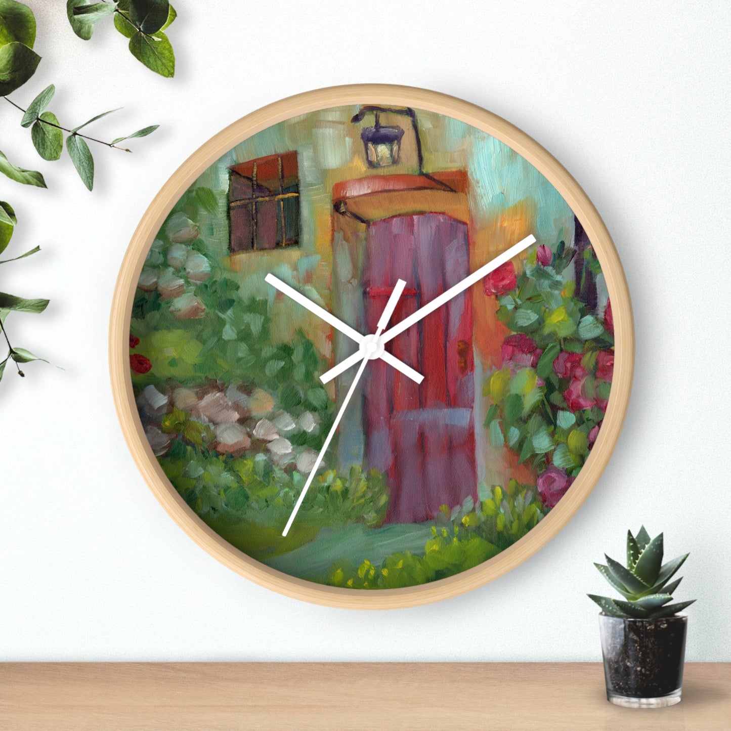 Cottage Garden Wall Clock — Colorful Floral Doortime Decorative Clock