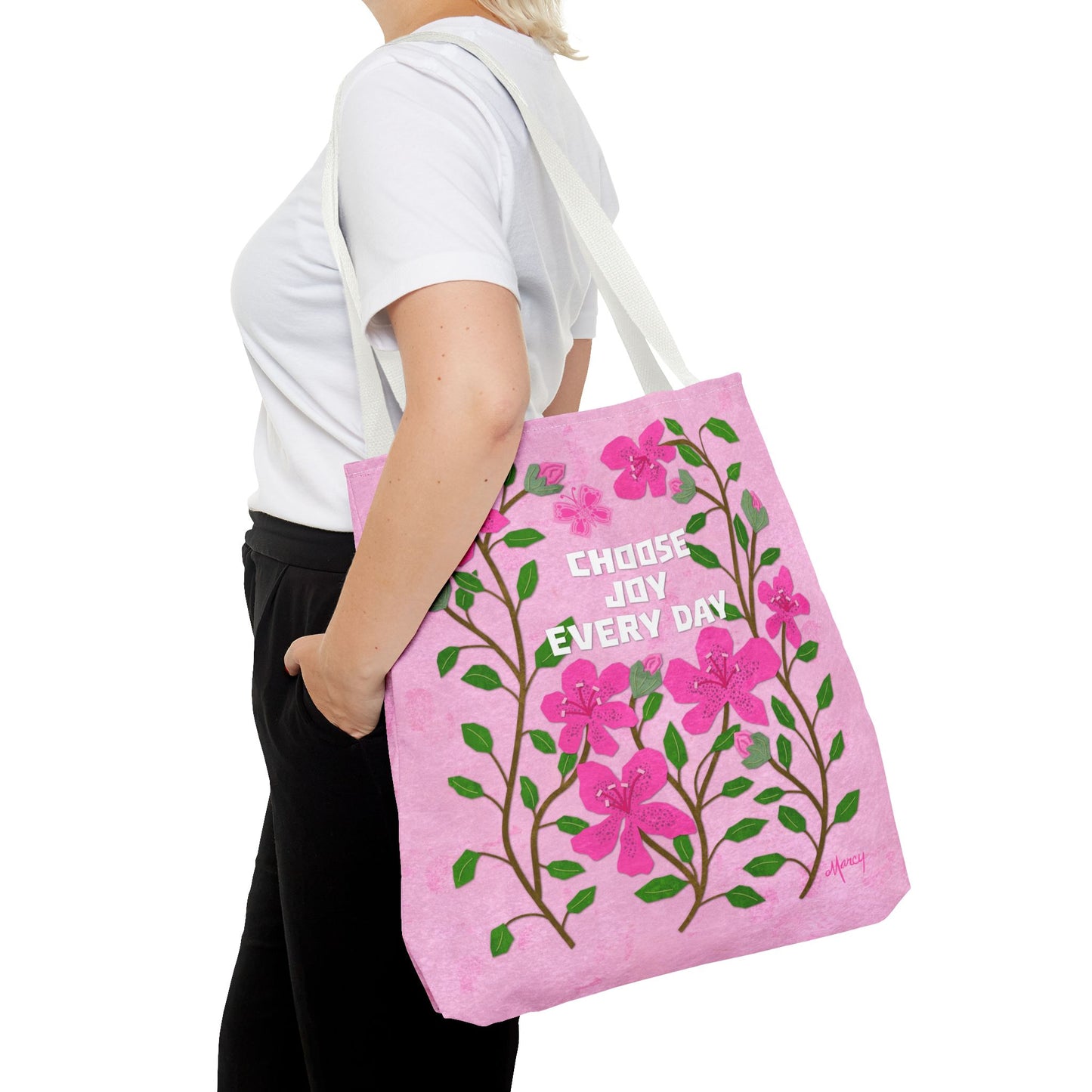 Choose Joy Every Day - Pink Azaleas Collage Tote Bag