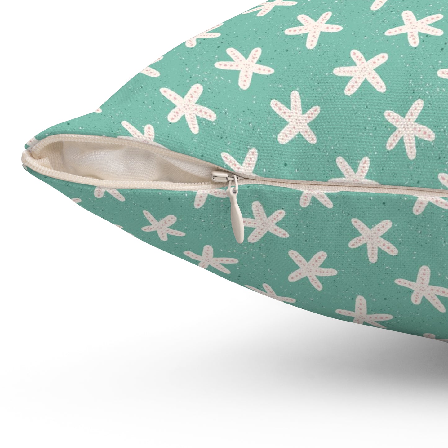 Starfish on Sea Green Spun Polyester Square Pillow