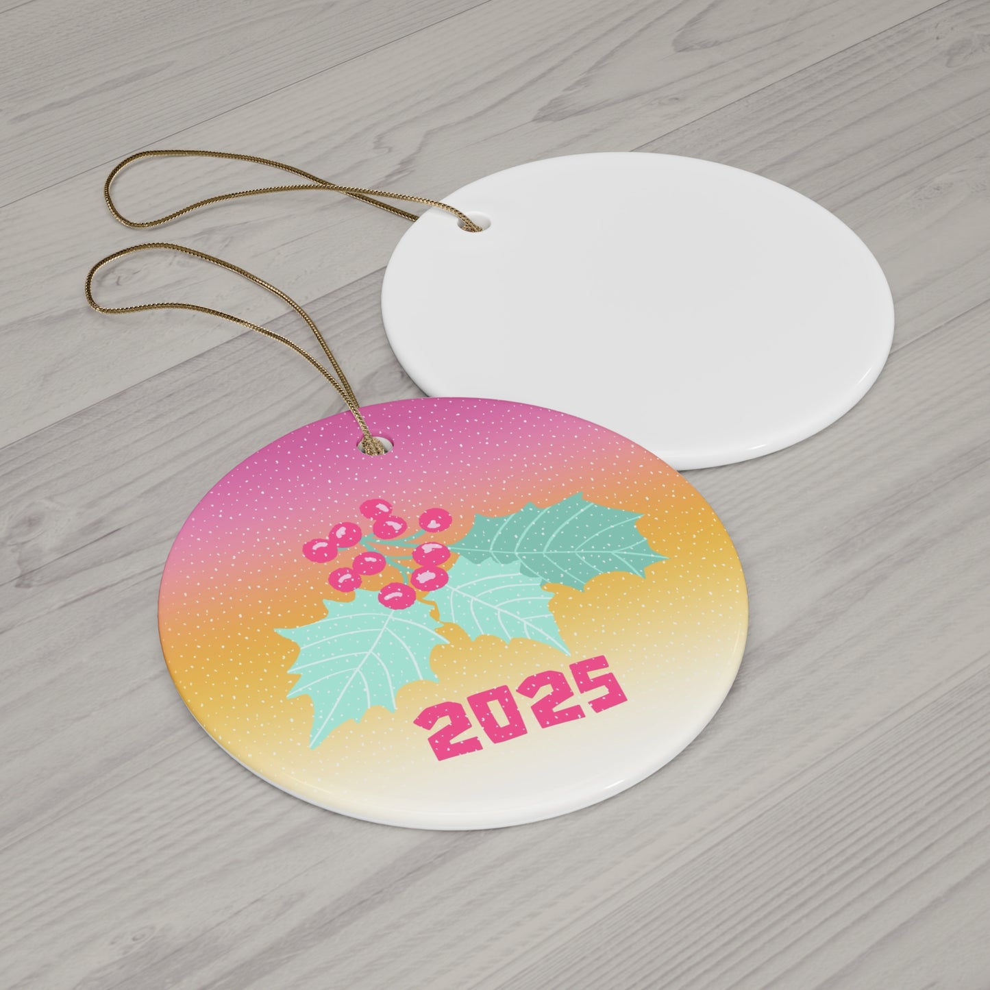 Holly and Berries 2025 Ceramic Ornament