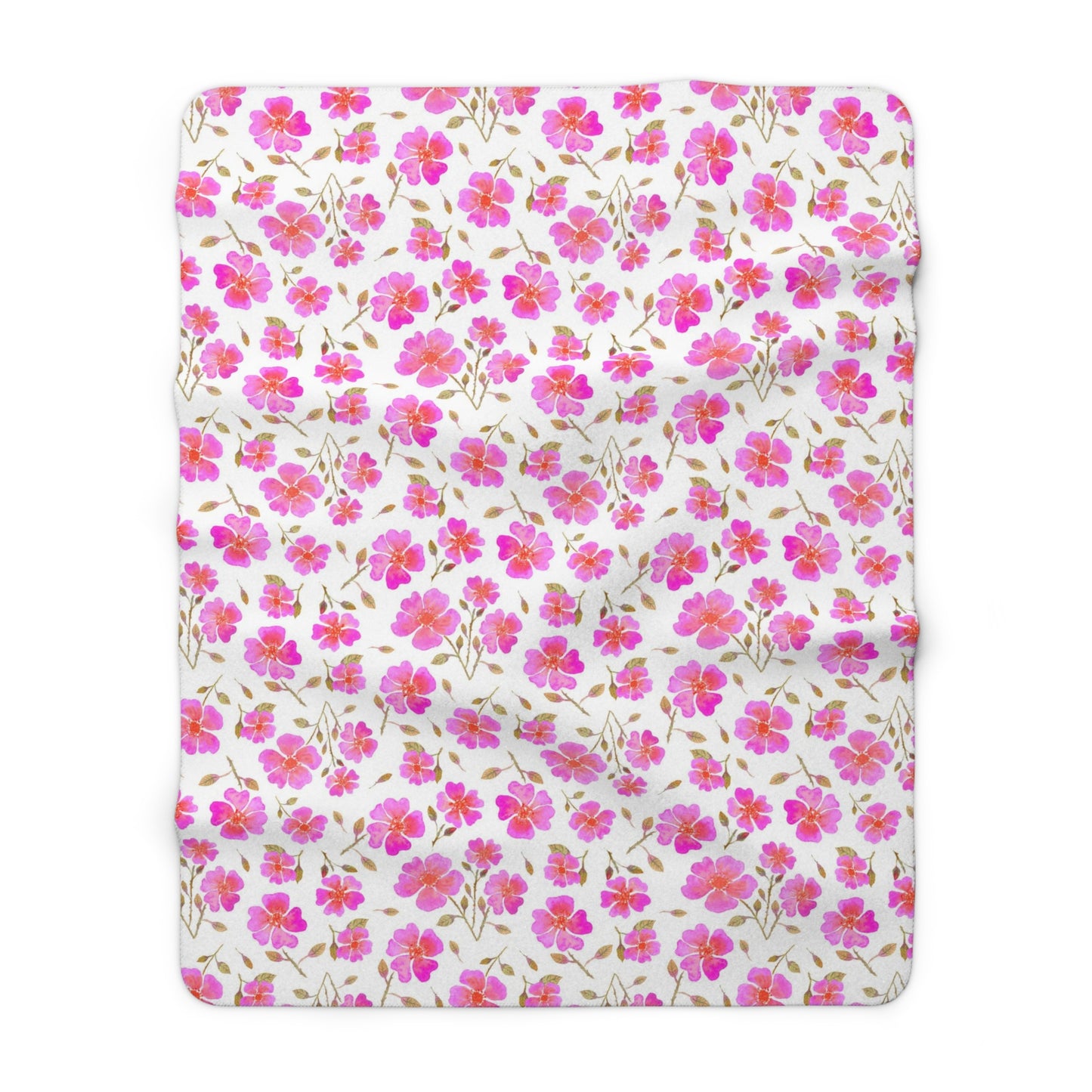 Hot Pink Wild Roses Sherpa Fleece Blanket