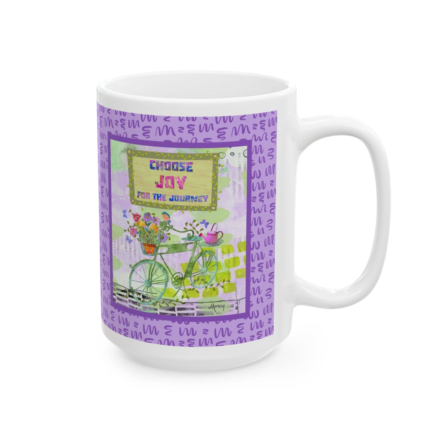 Choose Joy Bicycle Collage Ceramic Mug 11oz & 15oz