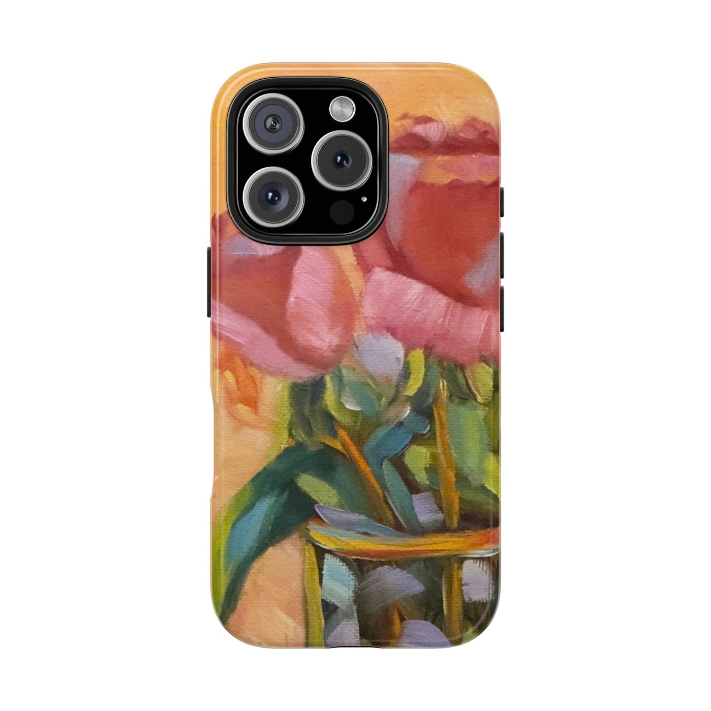 Red Rosebuds in Glass Vase Tough Phone Cases