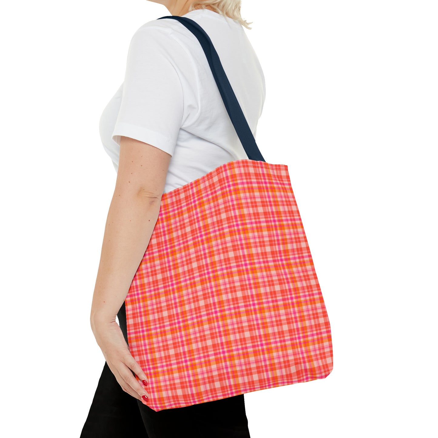 Pink Sunset Plaid Tote Bag