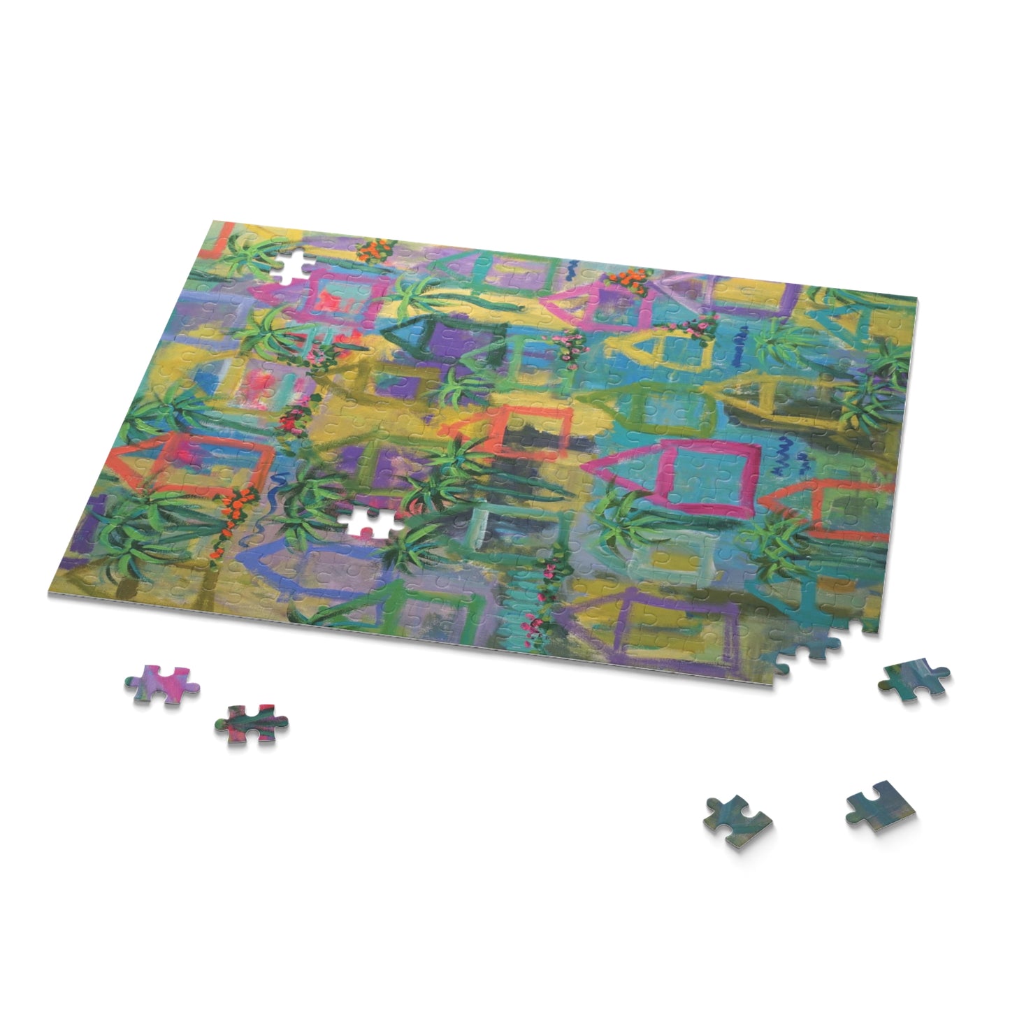 Key West Cottages 2 Expressionist Painting on a Puzzle (120, 252, 500-Piece)