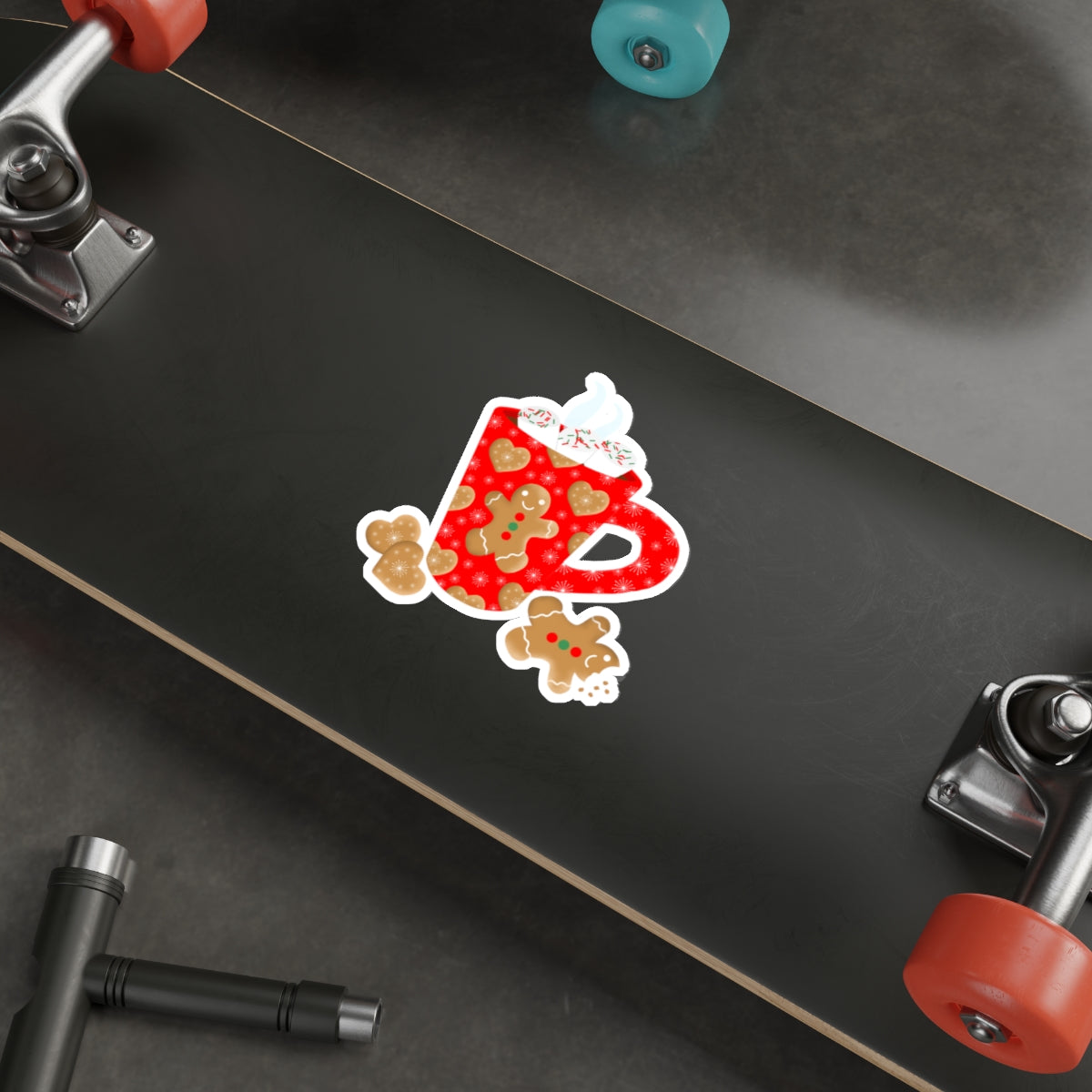 Hot Chocolate and Gingerbread Cookies Cozy Mug Die Cut Sticker