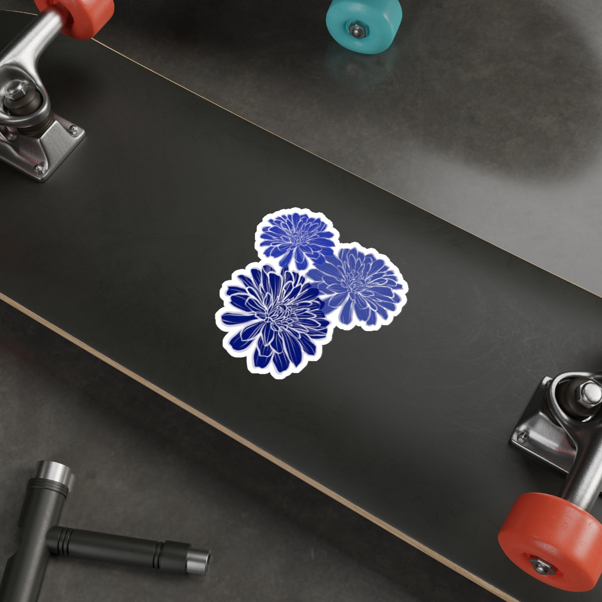Blue Zinnias Die Cut Sticker