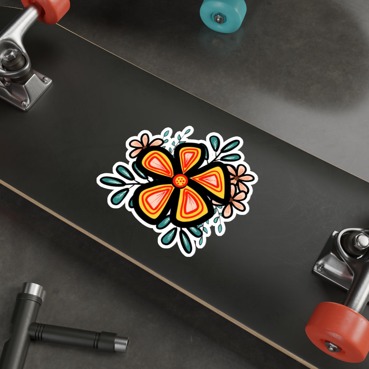 70s Groove Funky Flowers Die Cut Sticker