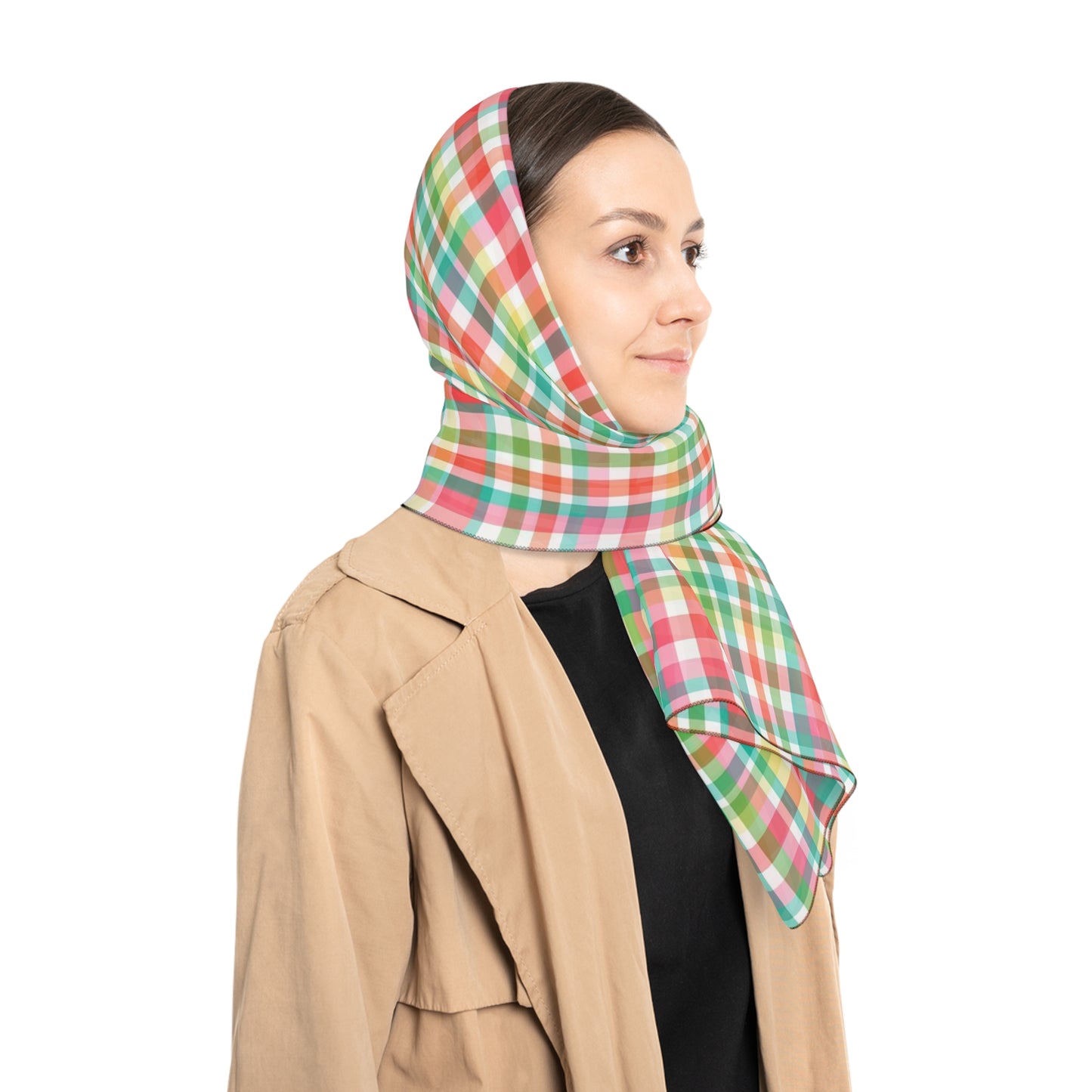 Hibiscus Garden Plaid Poly Scarf