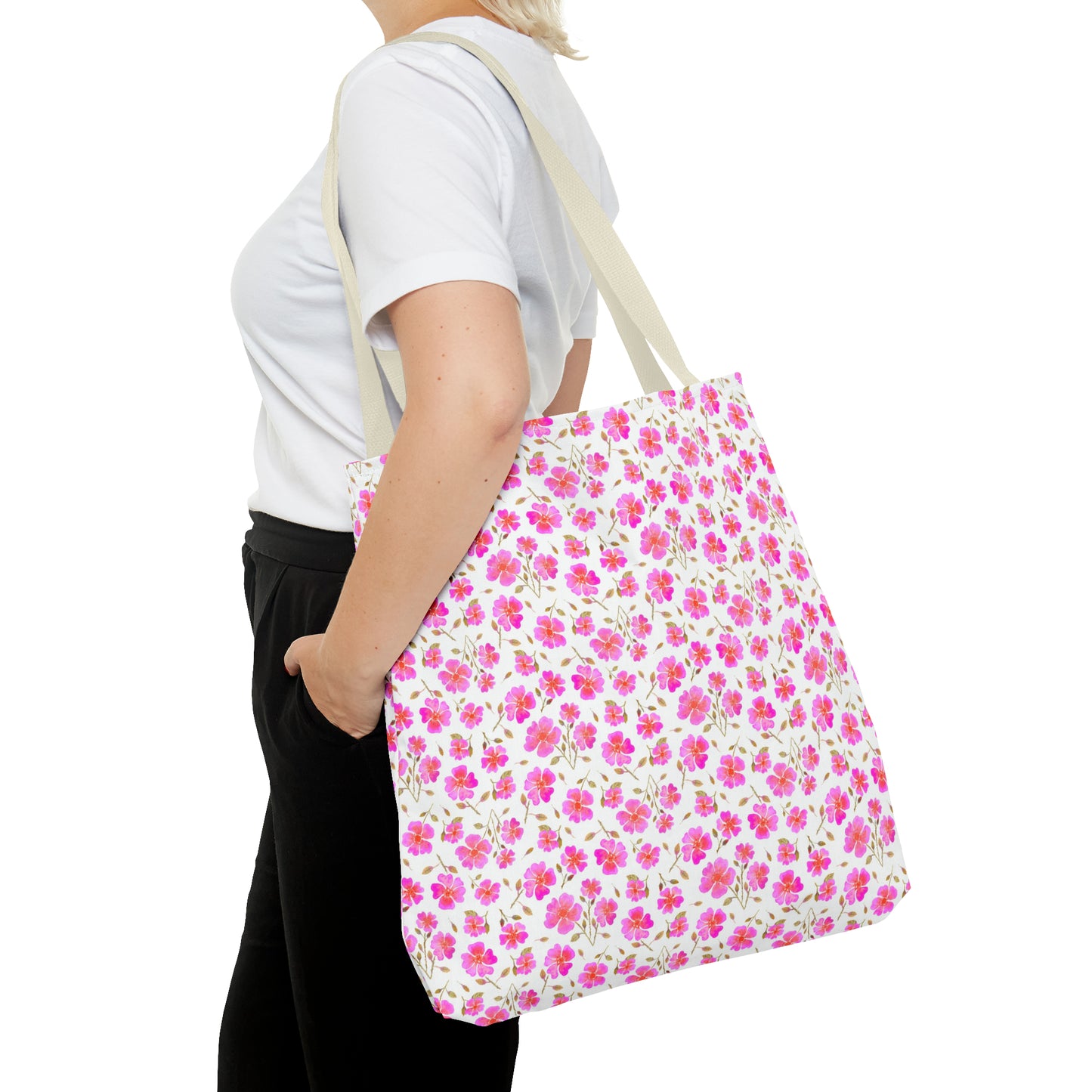 Hot Pink Wild Roses Tote Bag