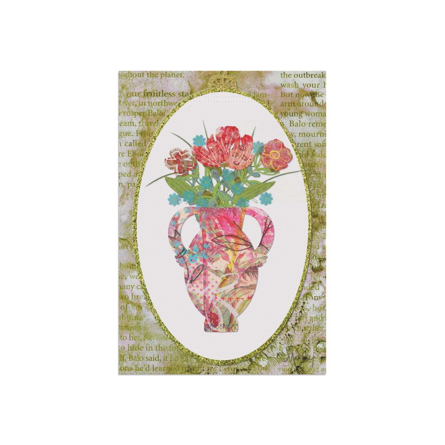 Flowers in Vintage Vase Collage Garden Banner