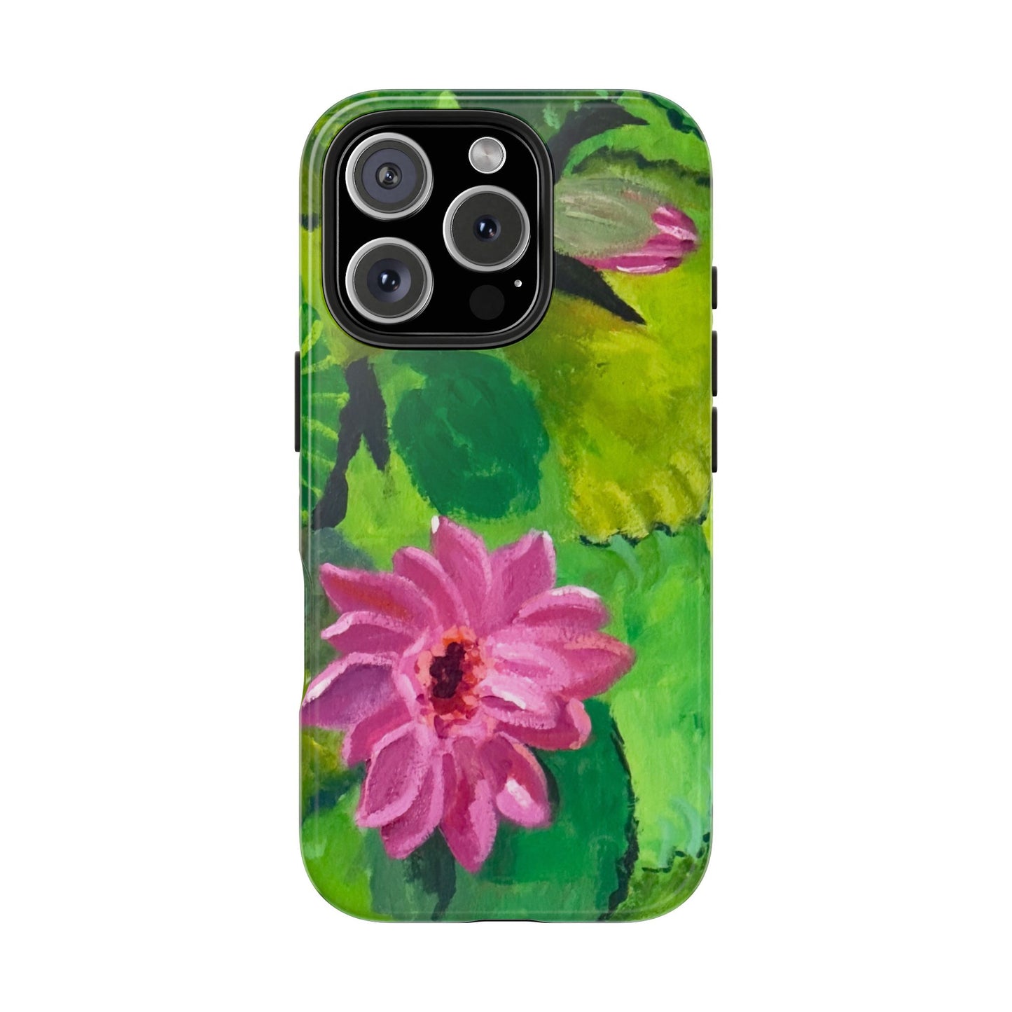 Pink Water Lily on Lily Pads Tough Phone Cases