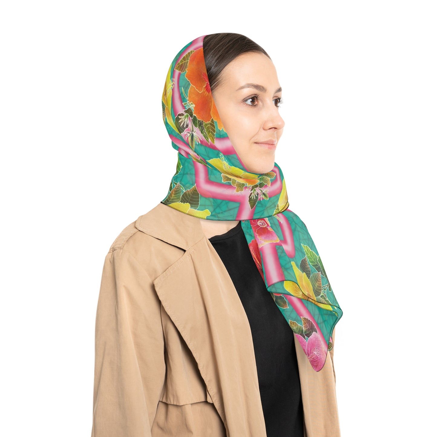 Formal Hibiscus Garden Poly Scarf