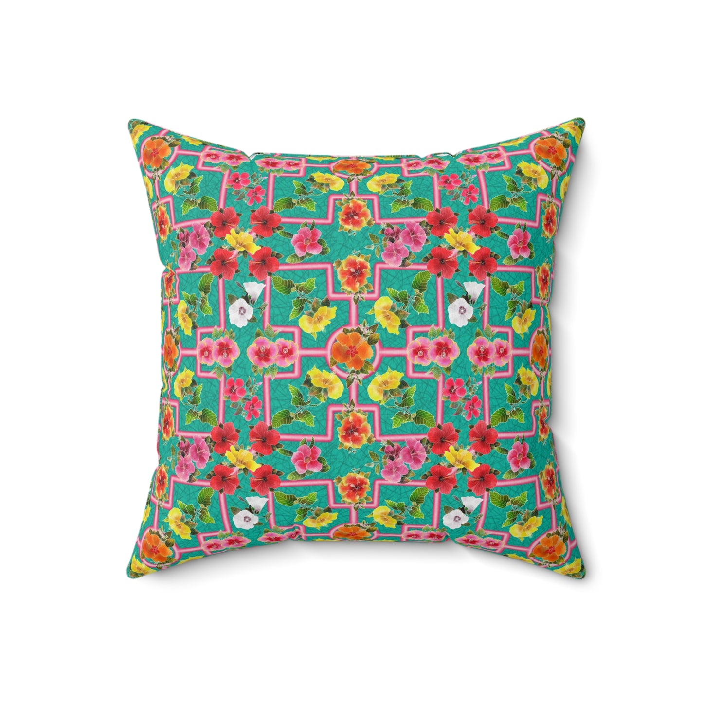 Formal Hibiscus Garden Spun Polyester Square Pillow