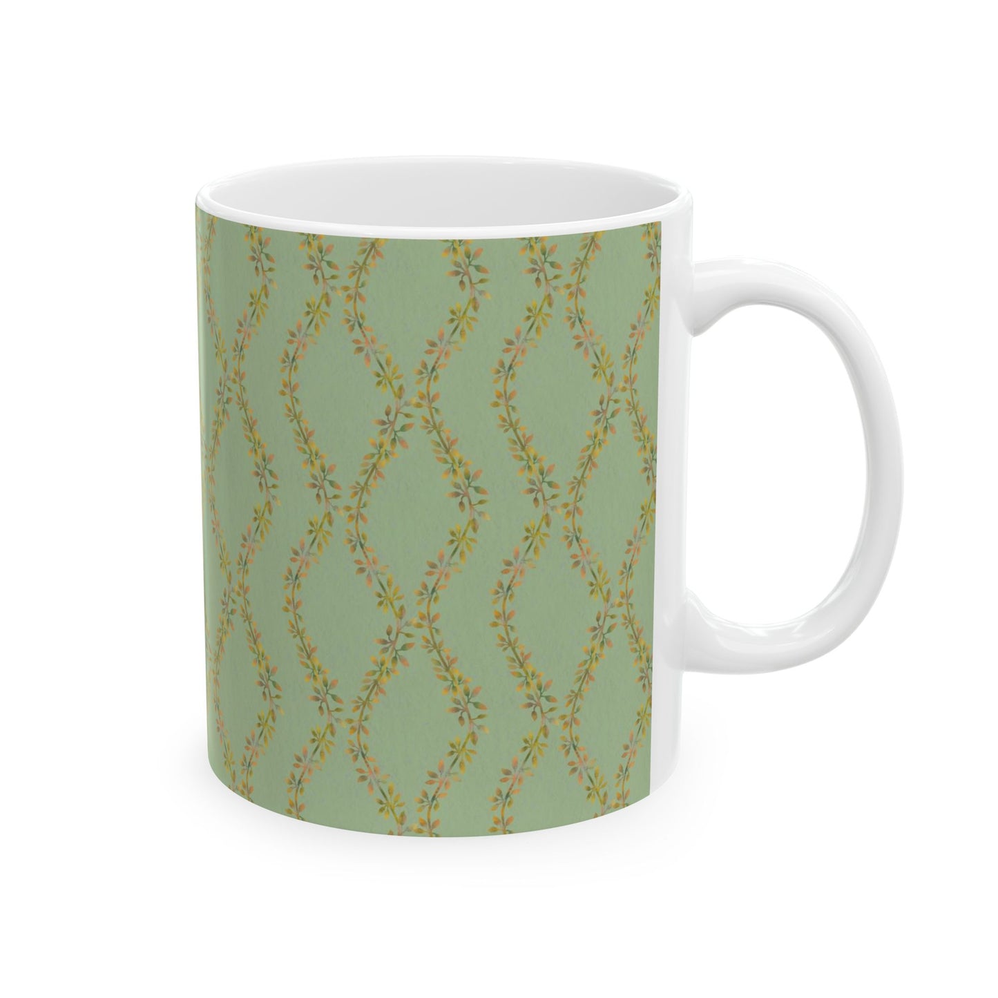 Autumn Vines Stripes Ceramic Mug 11oz