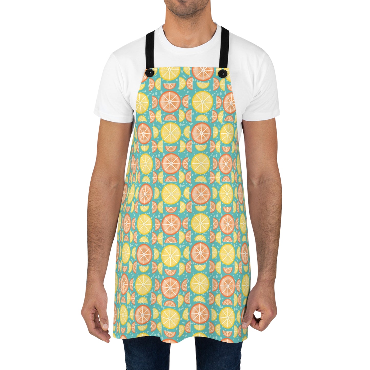 Citrus Slices Geometric Apron: Vibrant Orange and Lemon Pattern