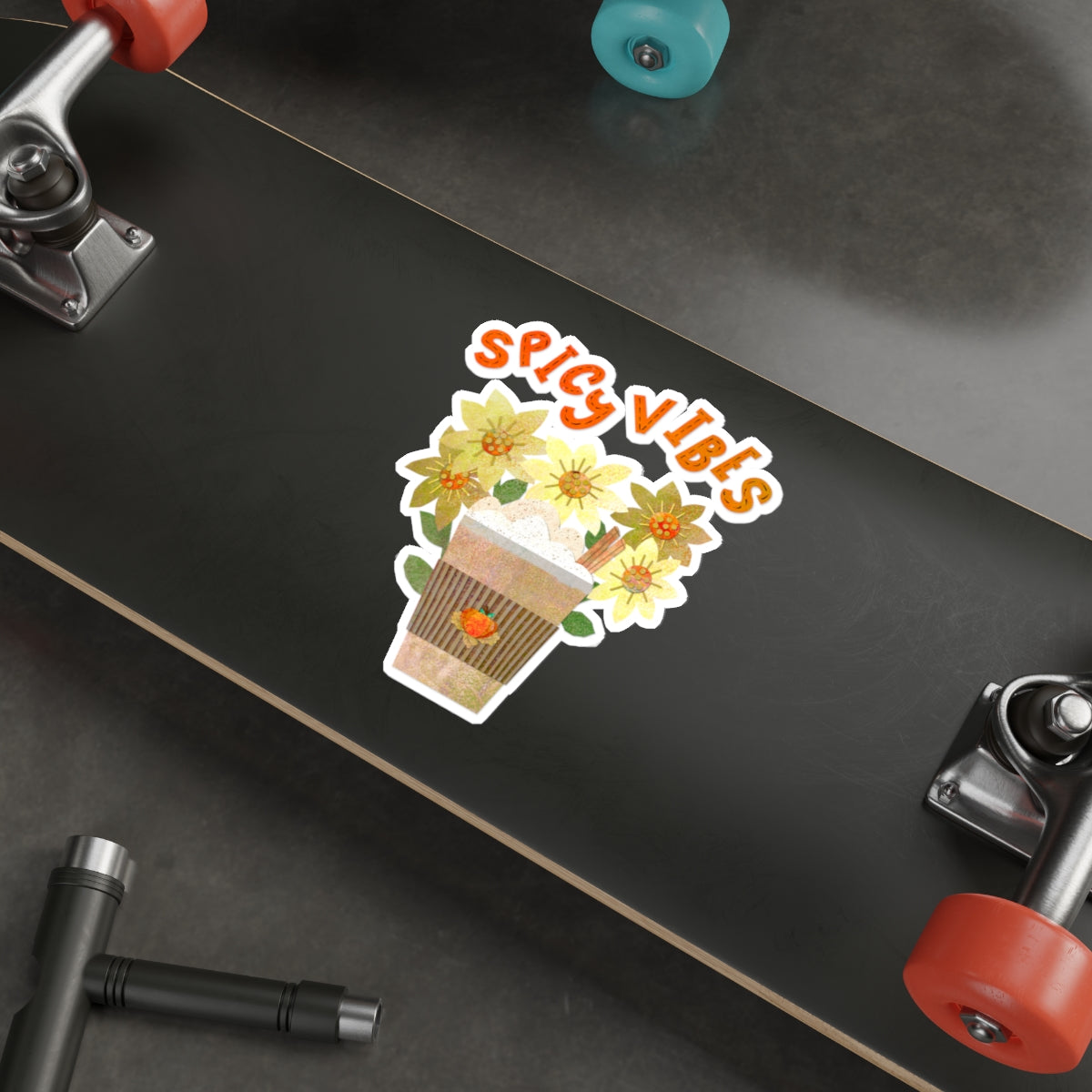 Spicy Vibes Latte Collage Die Cut Sticker