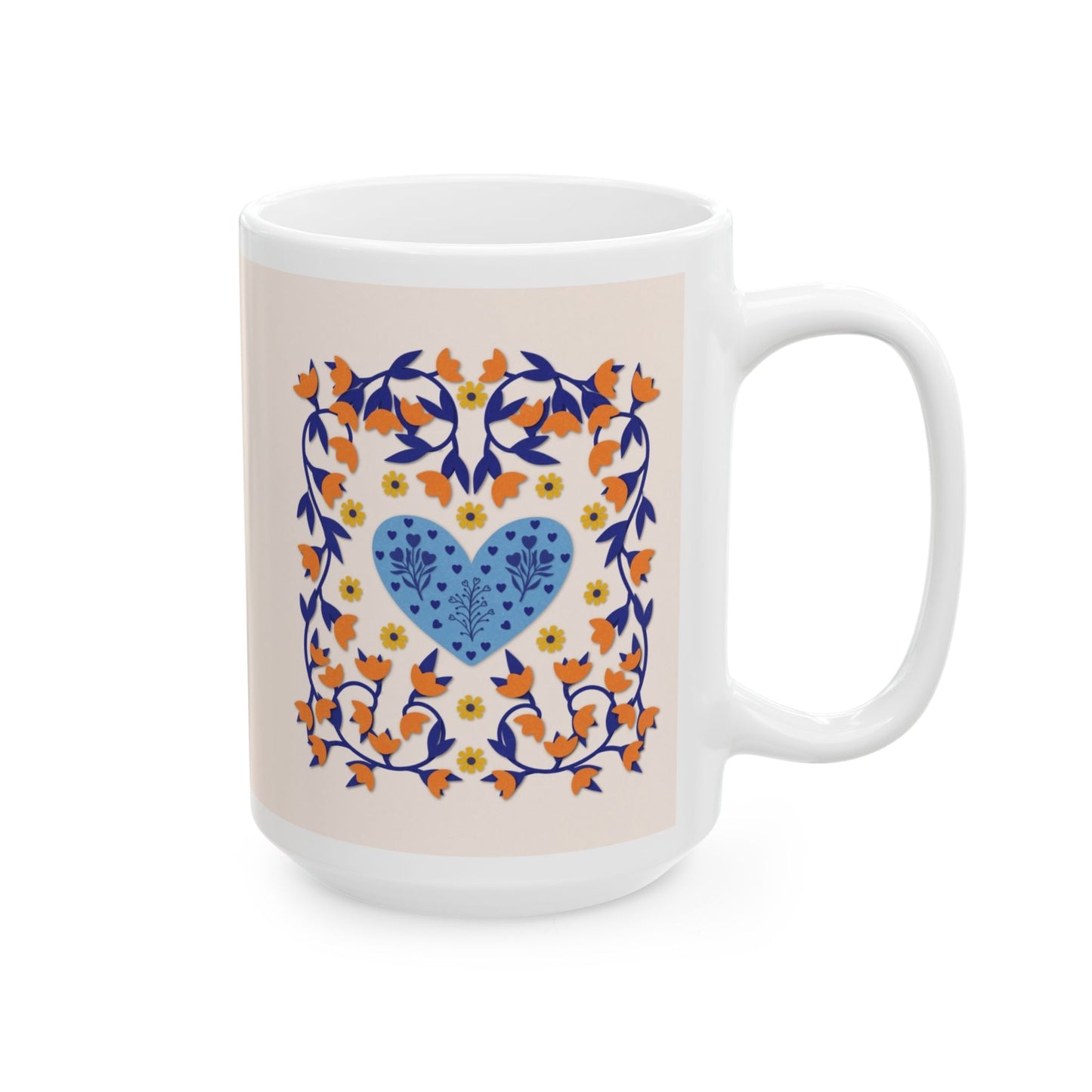 Hygge Hearts and Flowers Ceramic Mug 11oz & 15oz