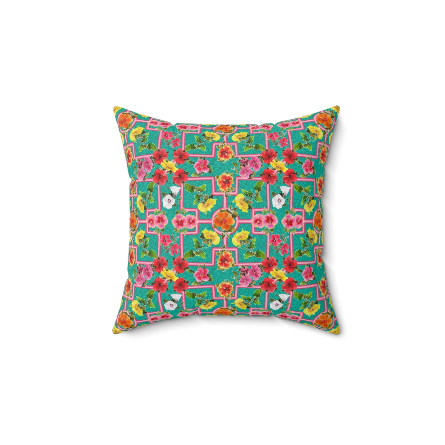 Formal Hibiscus Garden Spun Polyester Square Pillow