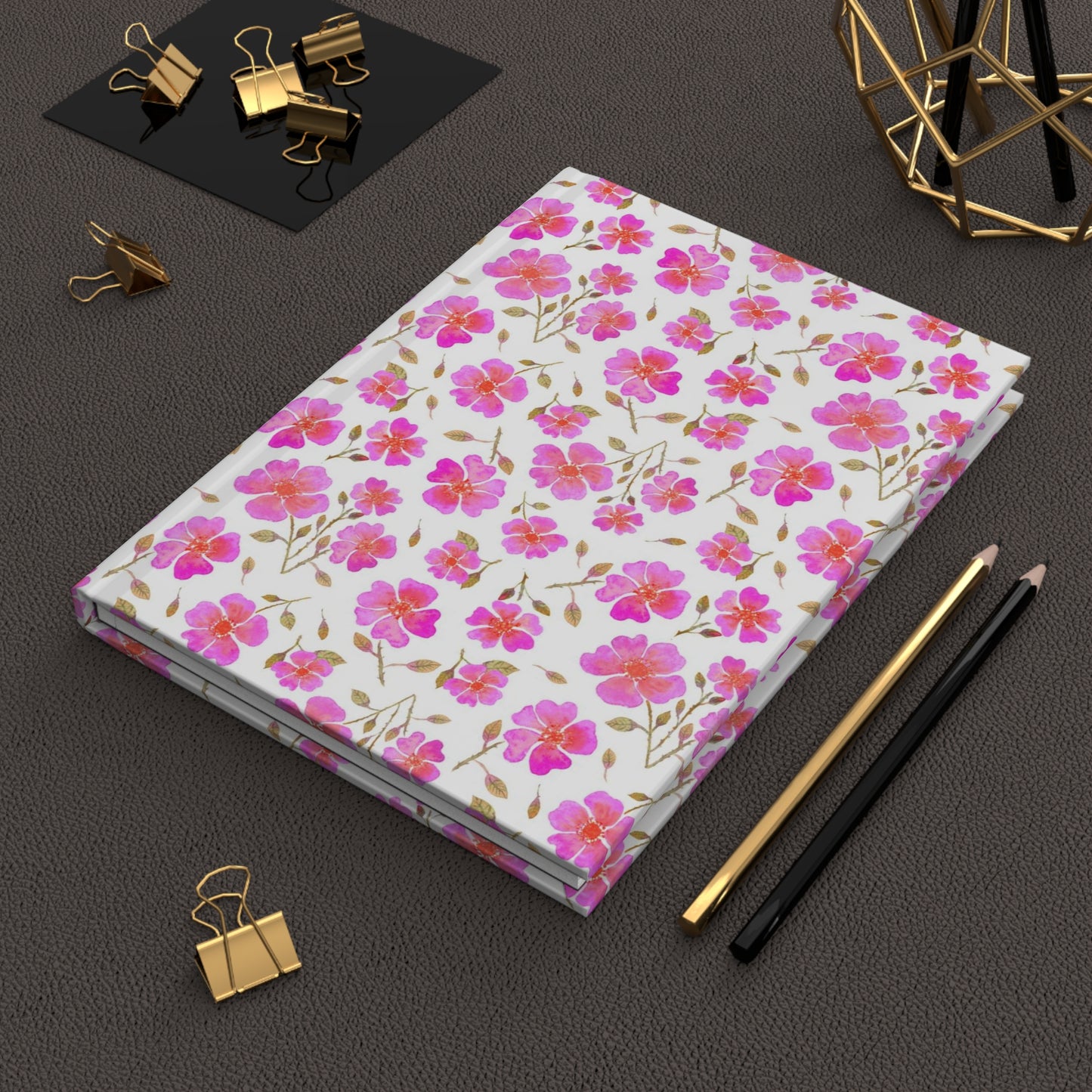 Hot Pink Wild Roses Hardcover Journal Matte