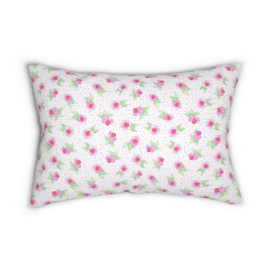 Maria’s Pink Roses Spun Polyester Lumbar Pillow