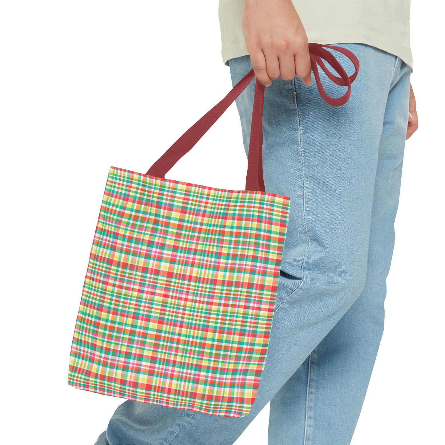 Hibiscus Garden Plaid Tote Bag