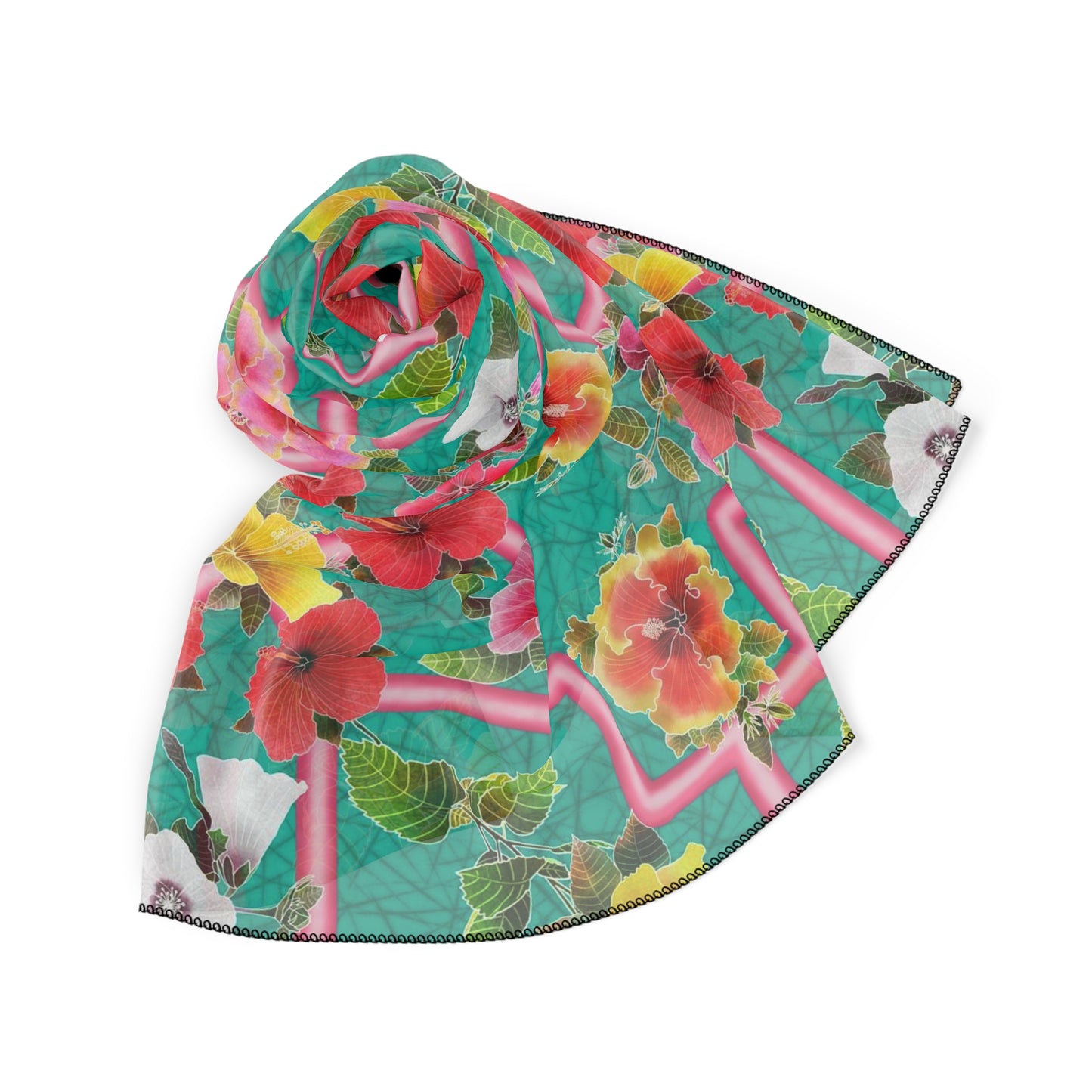 Formal Hibiscus Garden Poly Scarf