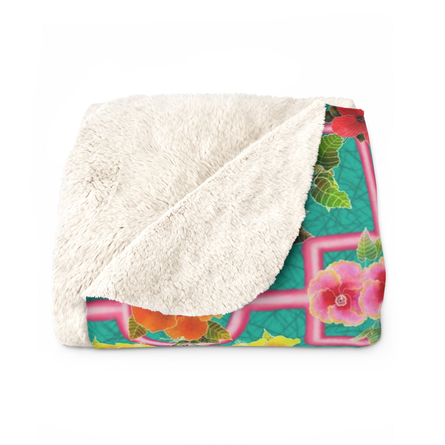 Formal Hibiscus Garden Sherpa Fleece Blanket