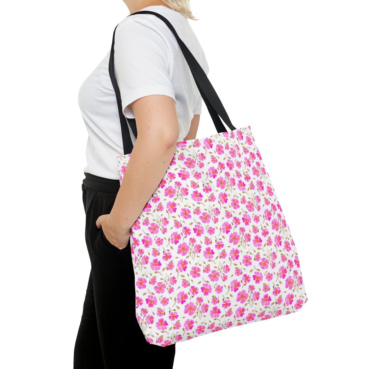 Hot Pink Wild Roses Tote Bag