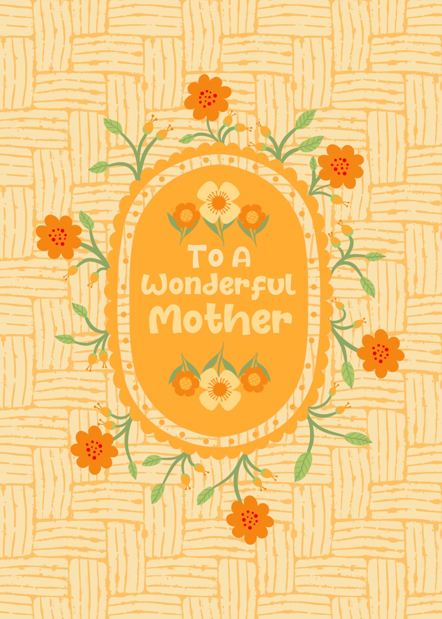To a Wonderful Mother Mother’s Day Card - Simple Floral Design with Mom in Large Script | Instant Digital Download