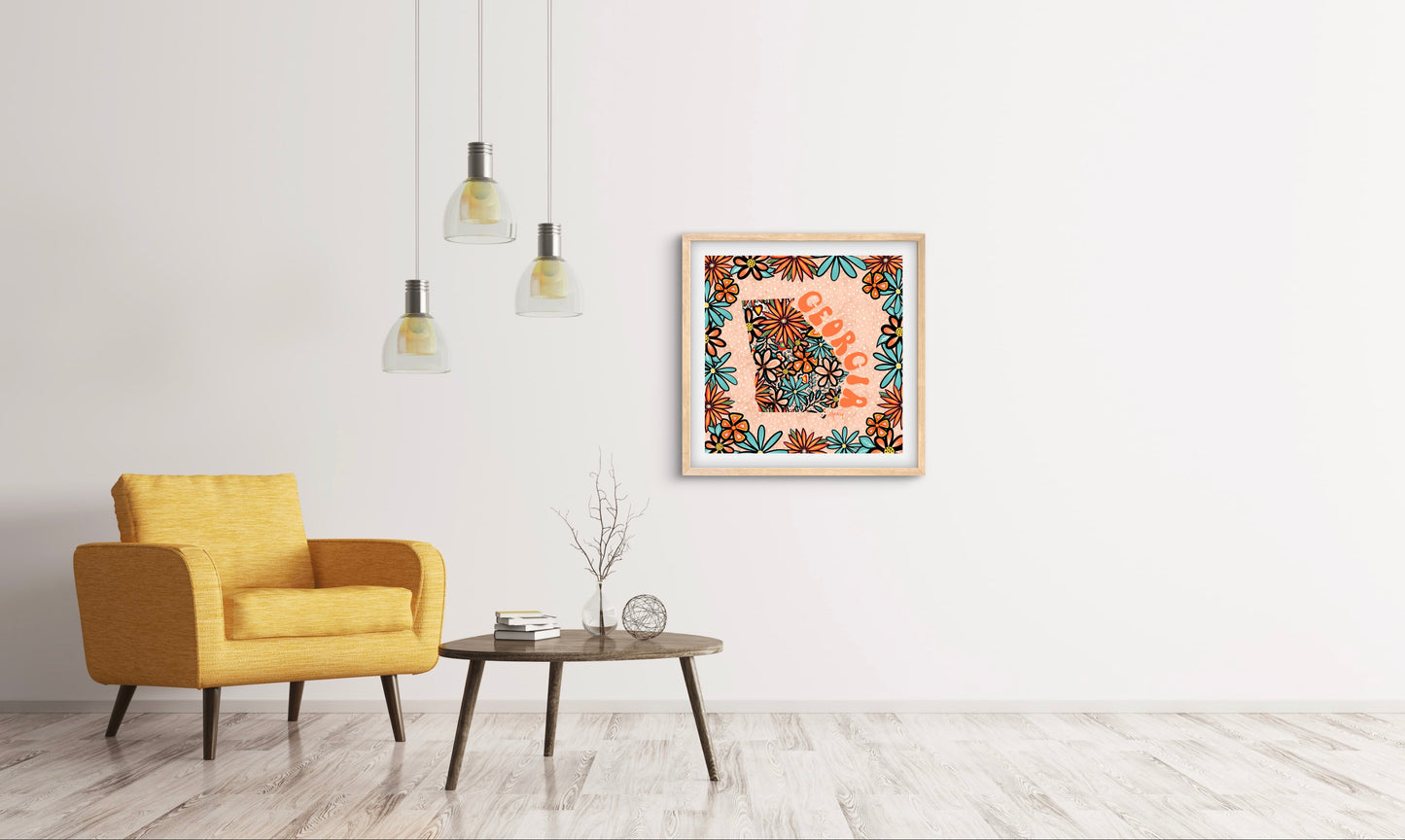 Georgia Illustration with Hand-Lettering — Premium Matte Paper Wooden Framed Poster