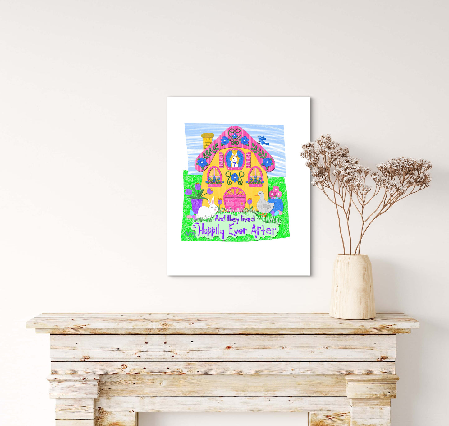 Bunny Cottage Collage - Premium Matte Paper Poster