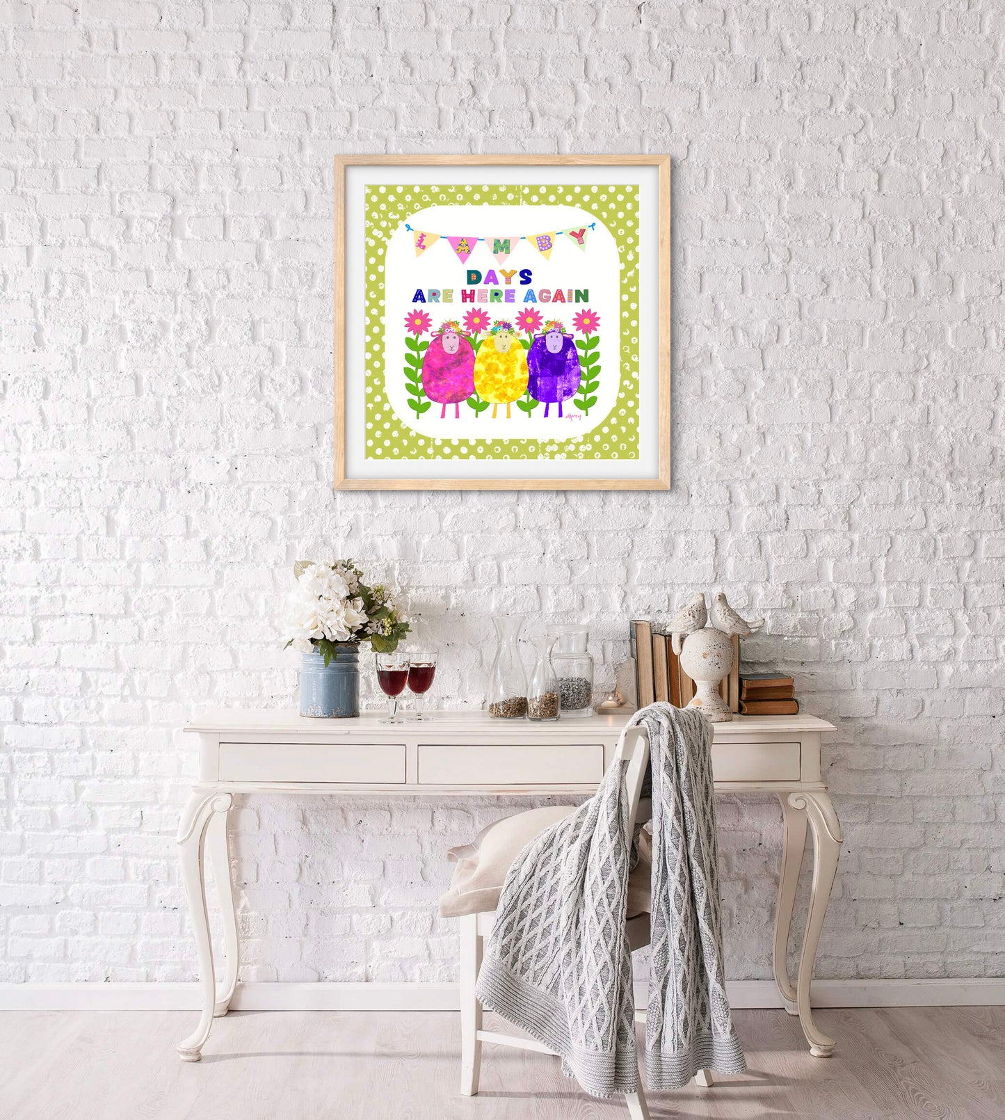 Lamby Days Are Here Again — Premium Matte Paper Wooden Framed Poster