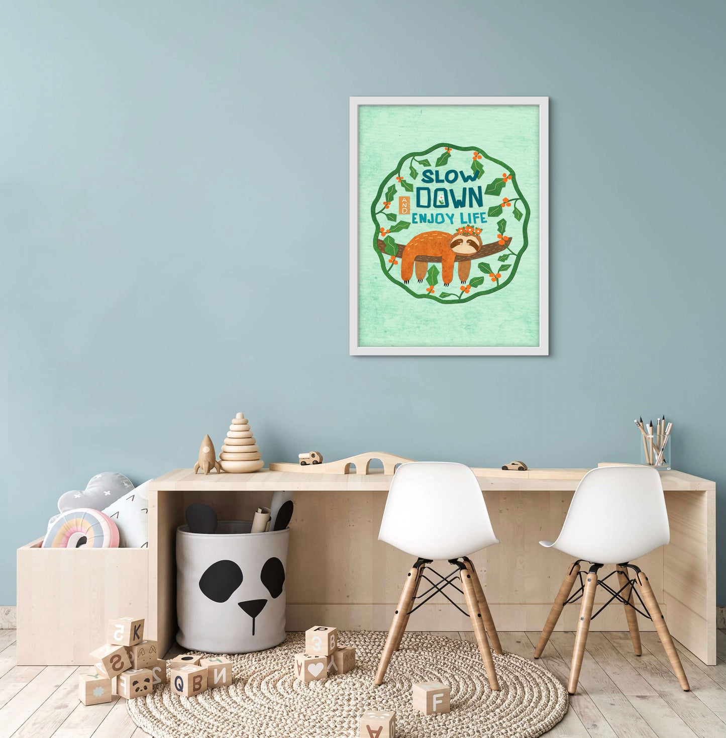 Sloth Collage — Premium Matte Paper Wooden Framed Poster