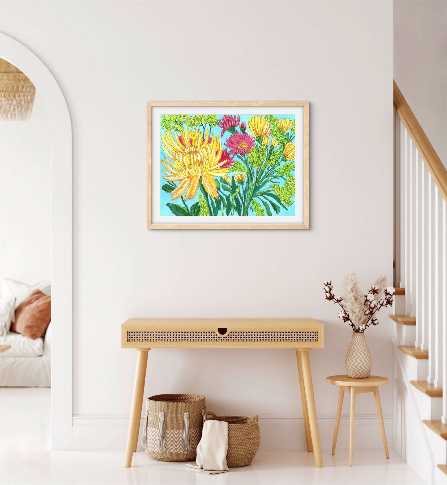 Yellow Mums - Premium Matte Paper Wooden Framed Poster