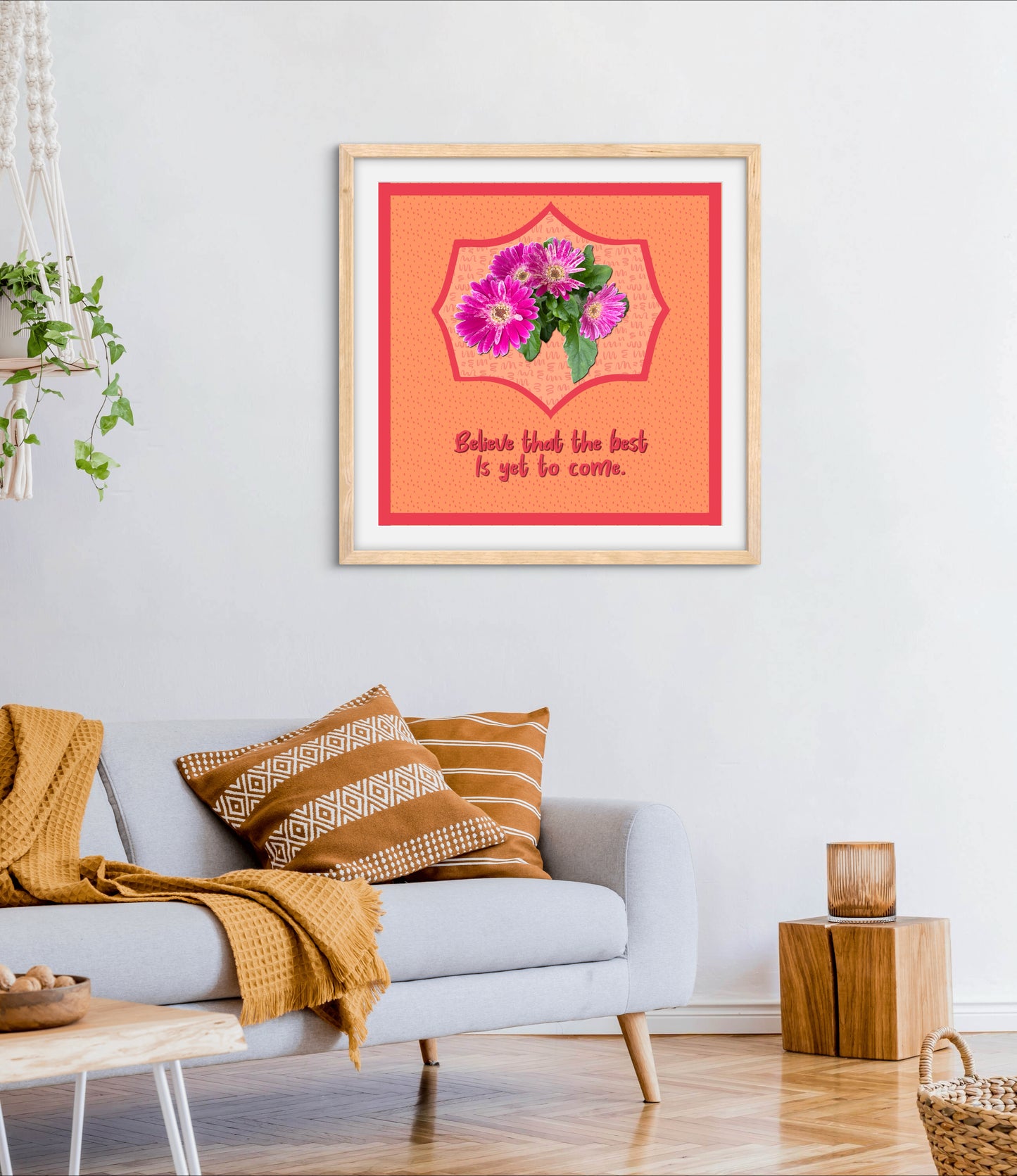 Chinese Asters with Quote - Premium Matte Paper Wooden Framed Poster