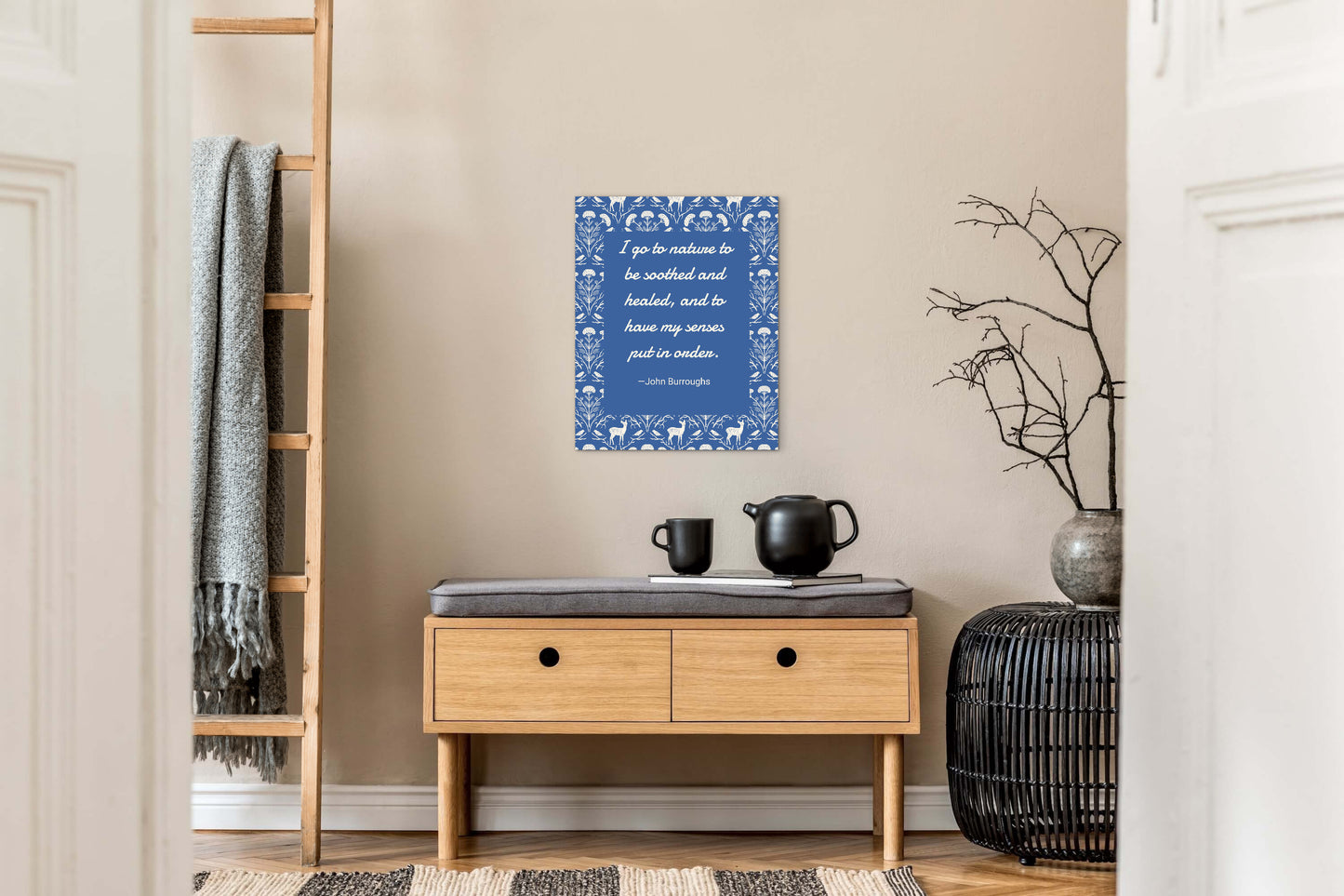 Appalachian Yarrow, Deer and Goldfinch with Quote — Premium Matte Paper Poster