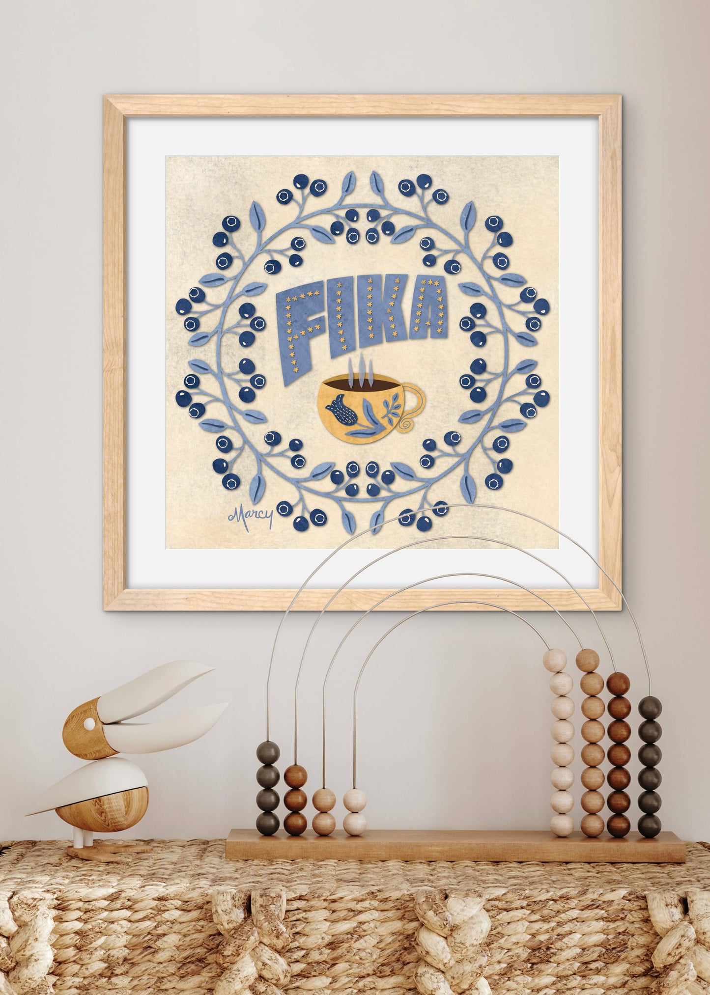 FIKA Coffee Art — Premium Matte Paper Wooden Framed Poster