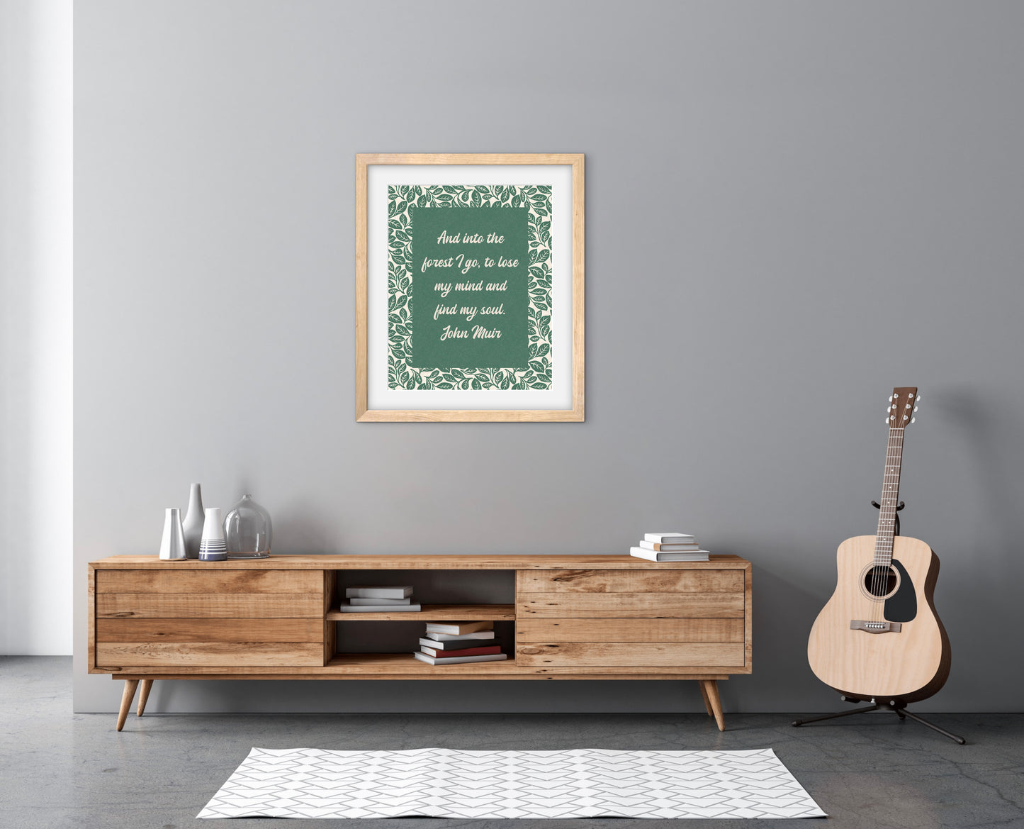 Sassafras Leaves with Quote — Premium Matte Paper Wooden Framed Poster