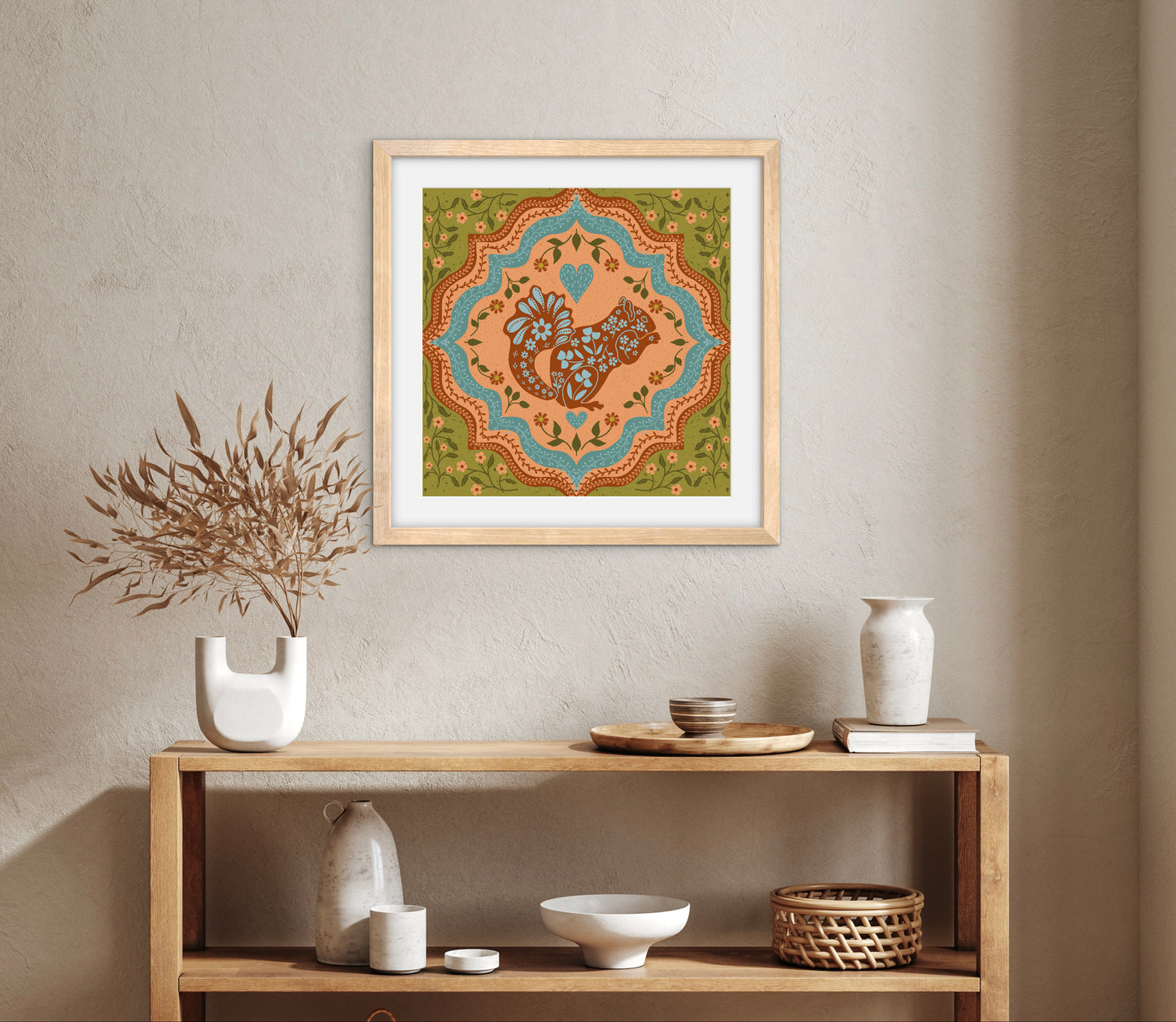 Scandi Woodland Squirrel — Premium Matte Paper Wooden Framed Poster