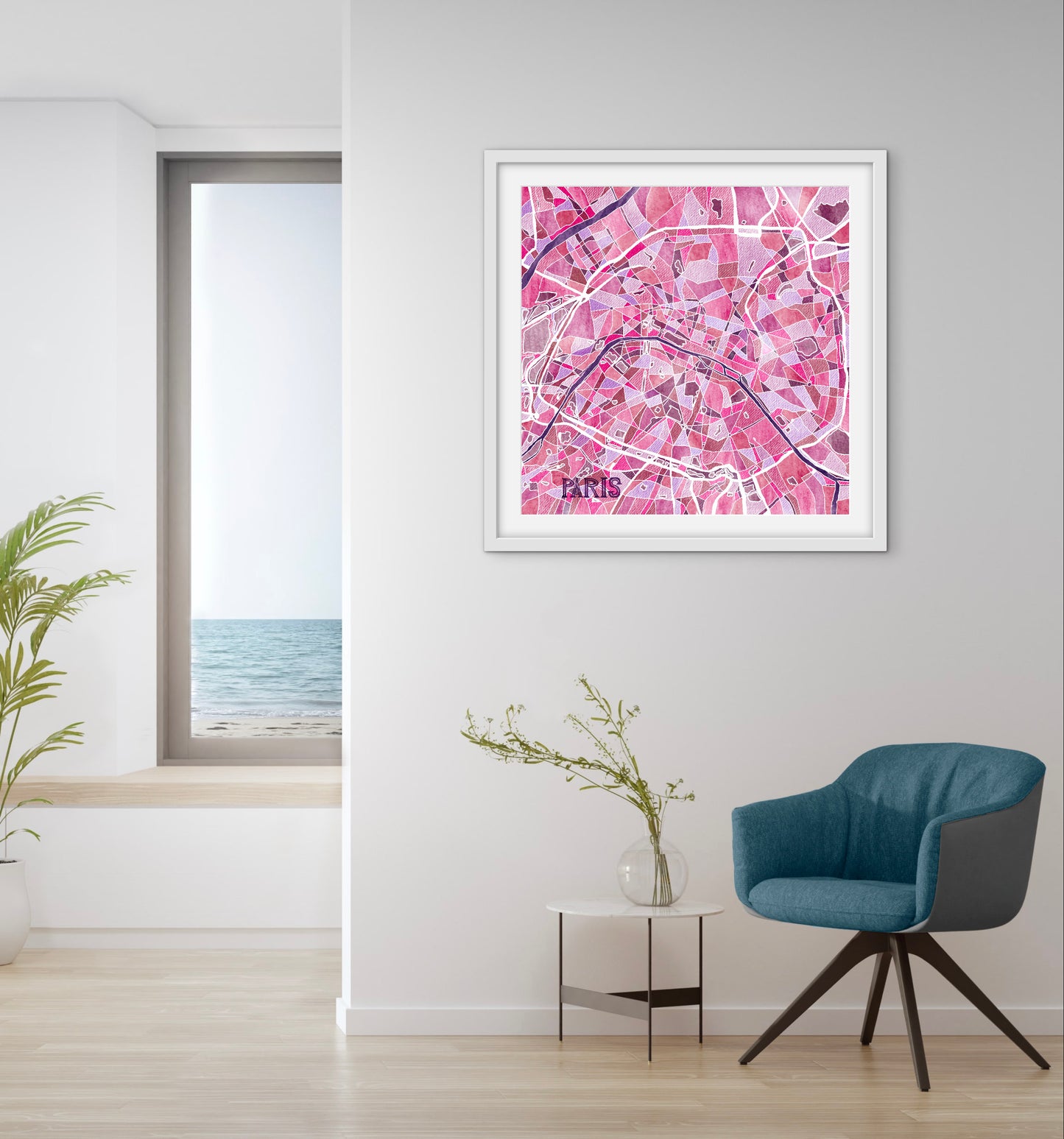 Paris Map Print - Premium Matte Paper Wooden Framed Poster
