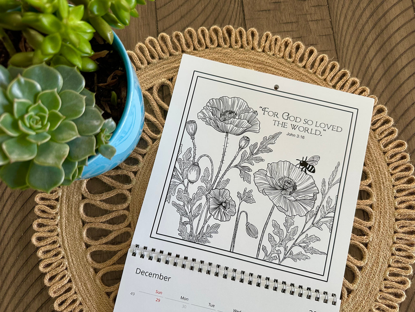 Faith & Flowers 2026 Coloring Calendar