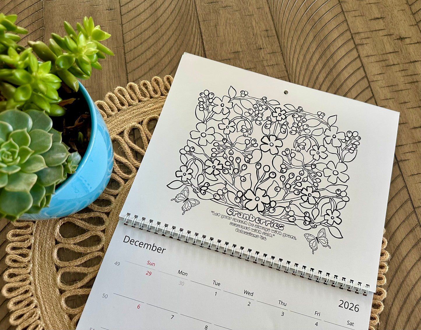 A Fruitful Year 2026 Coloring Calendar