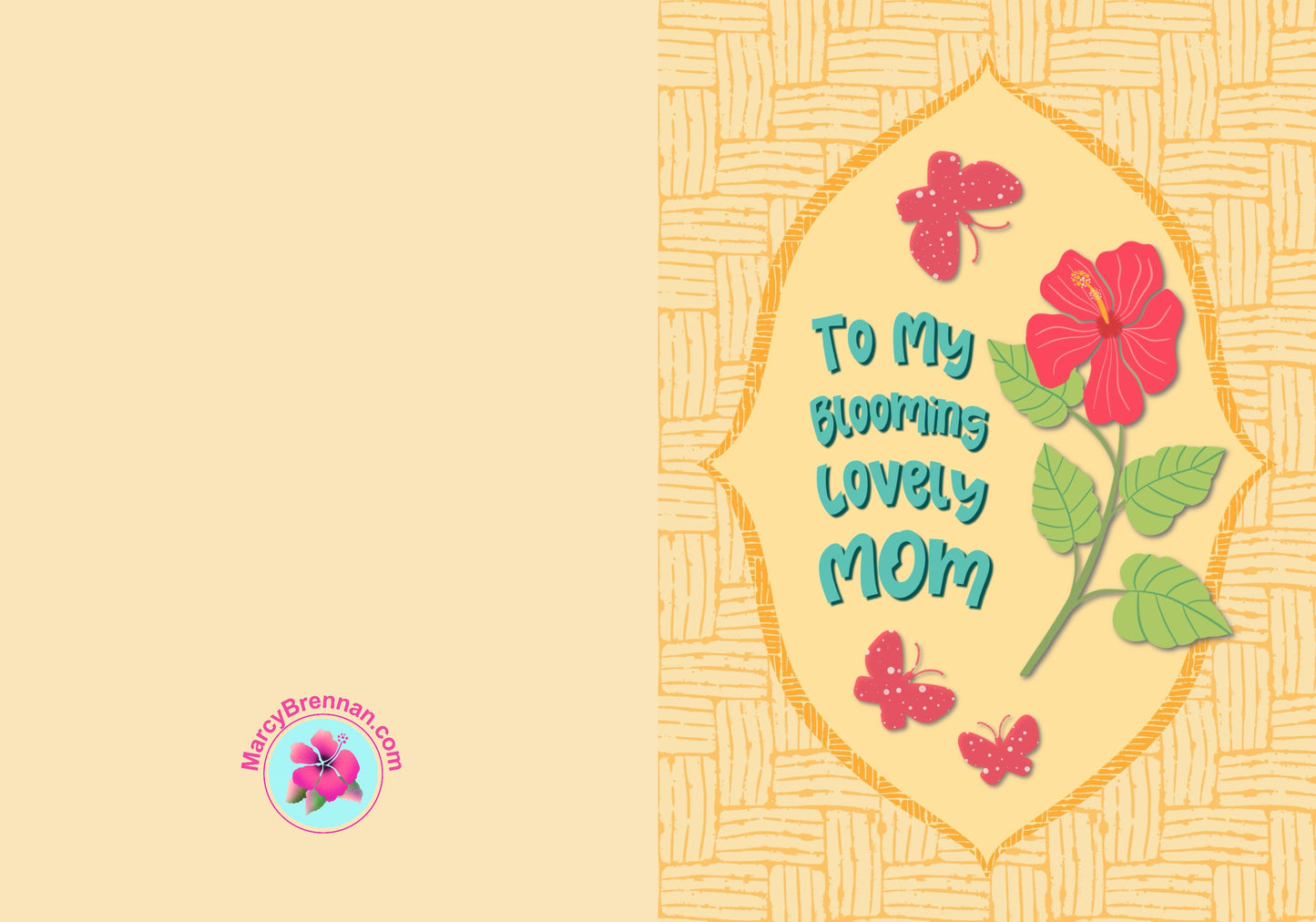 To My Blooming Lovely Mom Mother’s Day Card - Simple Floral Design with Mom in Large Script | Instant Digital Download