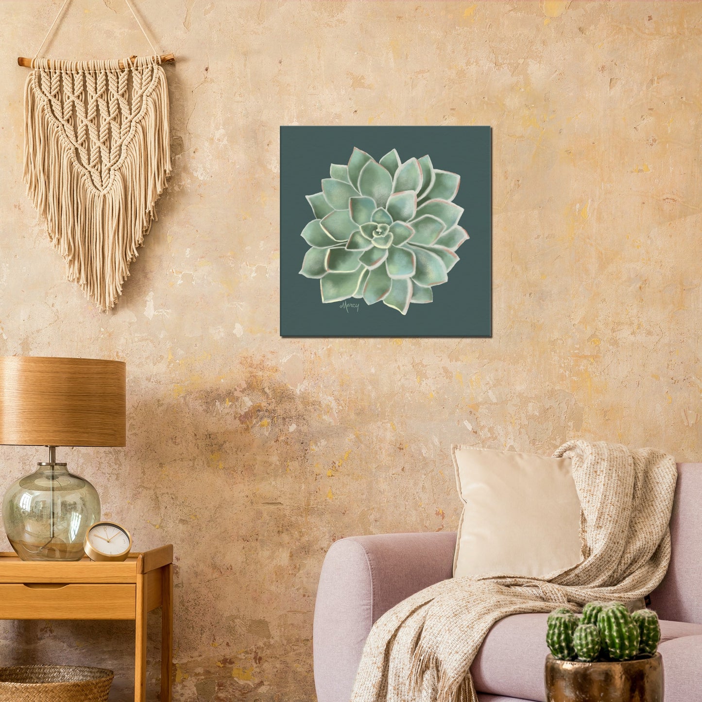Succulent of the Month | March | on Stretched Canvas | Echeveria Succulent