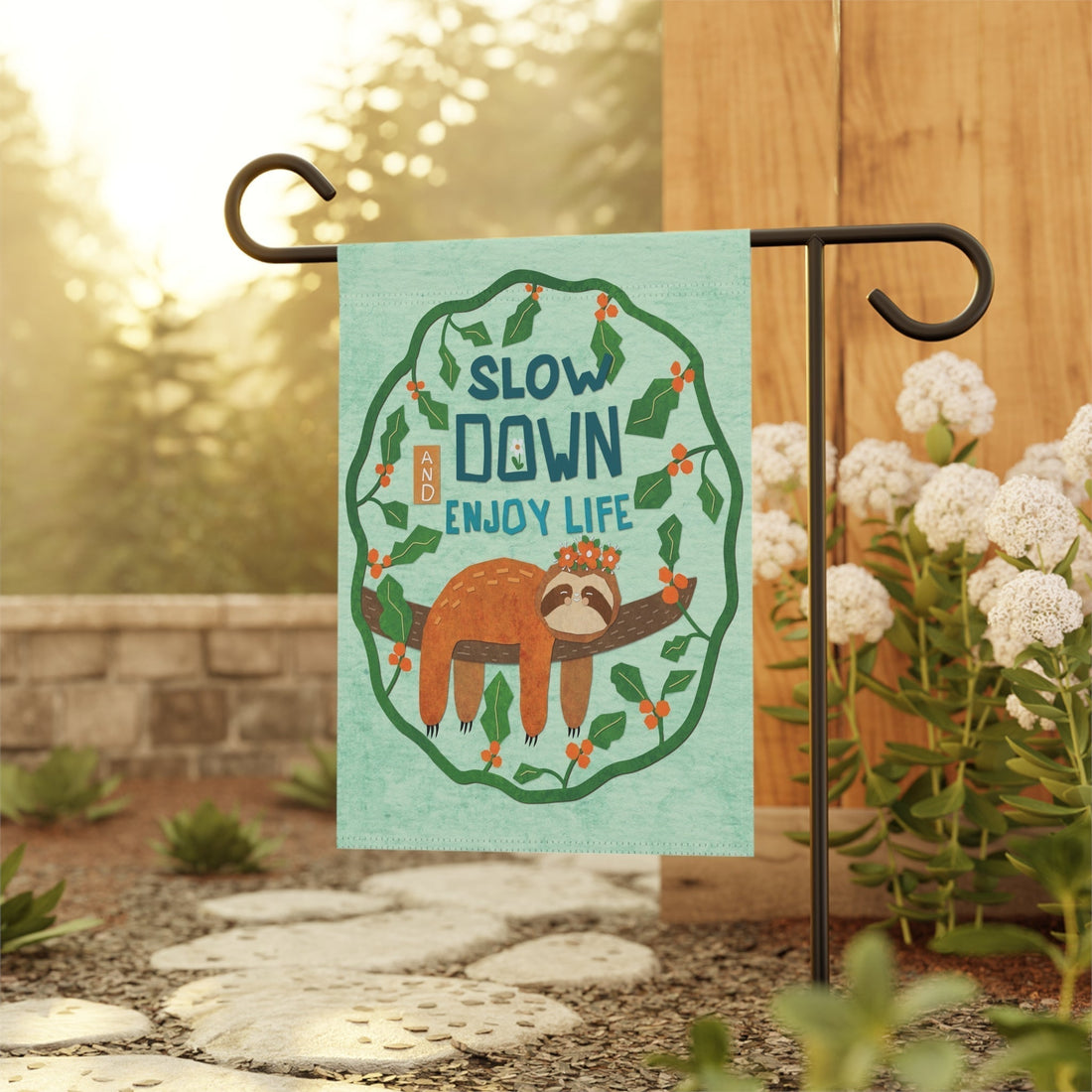 Peaceful Sloth Collage Garden Banner 🦥