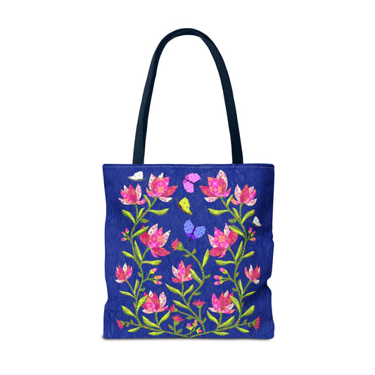 Pink magnolias collage tote bag