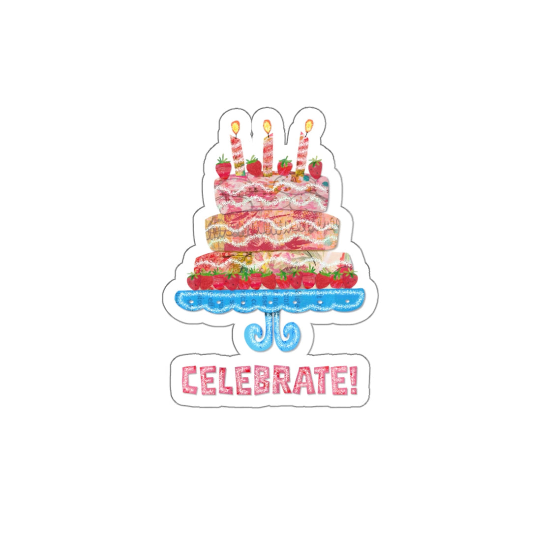 Celebrate! Three tier cake, collage die-cut sticker