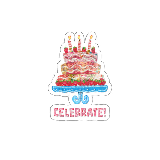 Celebrate! Three tier cake, collage die-cut sticker